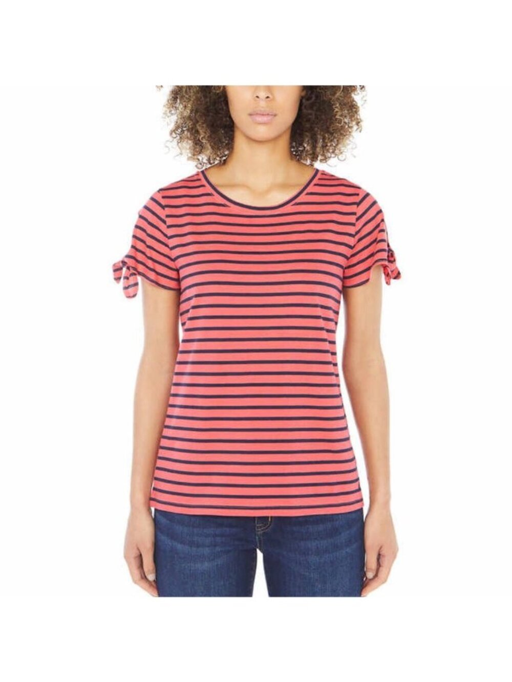 Nautica Ladies' Tie Sleeve Striped Top in Melonberry - Size XL